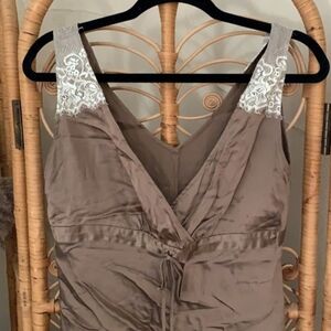 White House Black Market Brown Silk Blouse